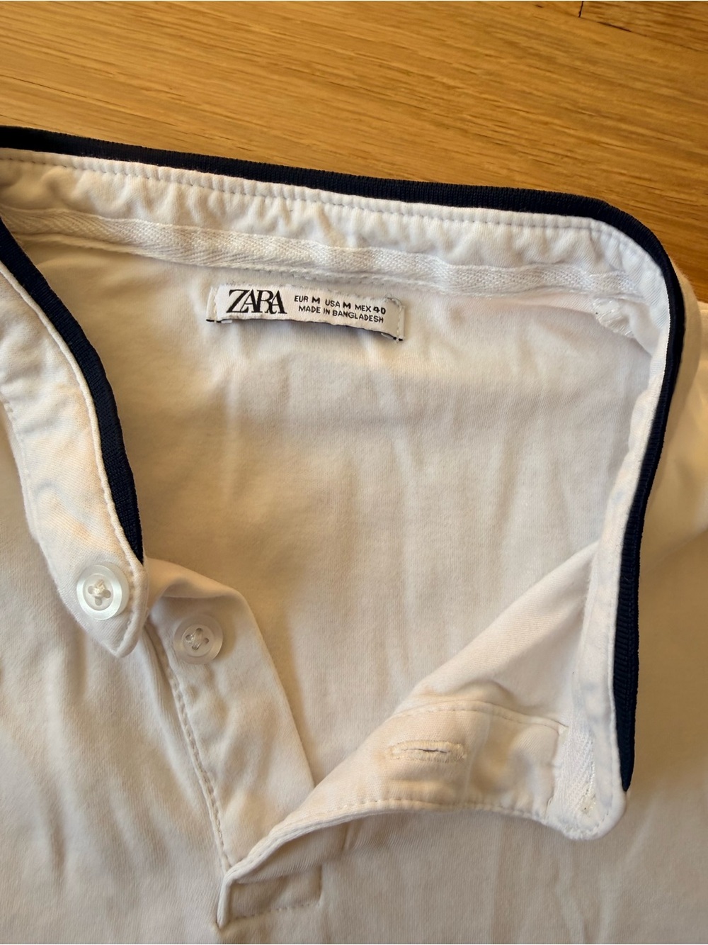 Zara White Polo with Black Contrast Trim